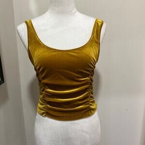 PAPAYA Goldenrod Velvet Ruched Tank SIZE LARGE Cropped Length NEW WITH TAGS